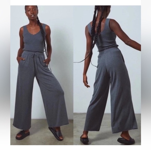 LUNYA Cozy Cotton Silk Relaxed Ankle Sweatpants in Heather Gray Womens Size M - Picture 1 of 15